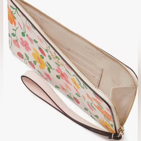 NEW! KATE SPADE - Lucy Garden Medium L-zip Wristlet -  Pink Multi - Picture 3 of 5